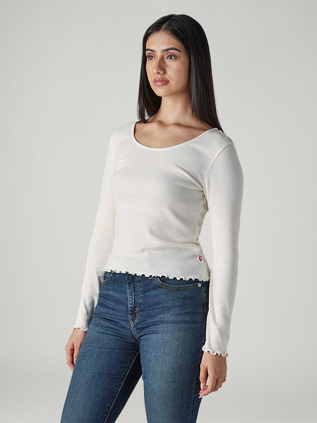 Women's Solid Regular Fit Ribbed Top - Side View