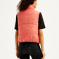 Women's Quilted Peach High Neck Puffer Jacket - Back View