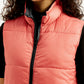 Women's Quilted Peach High Neck Puffer Jacket - Detail View