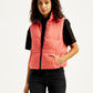Women's Quilted Peach High Neck Puffer Jacket - Styleshot View