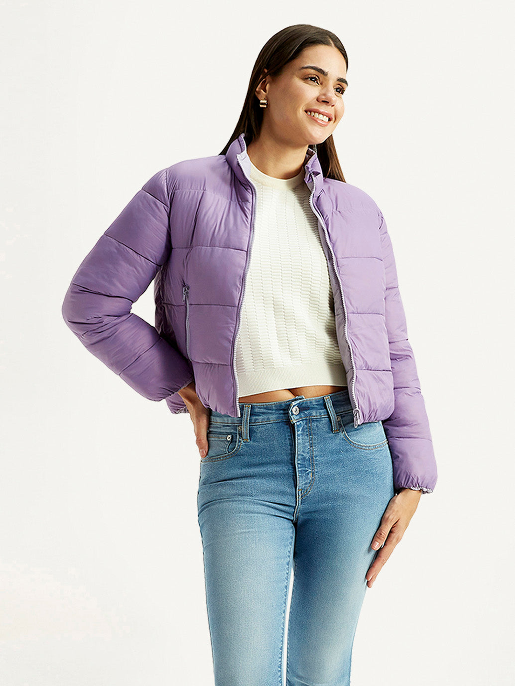 Women's Quilted Purple Puffer Jacket
