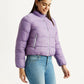 Women's Quilted Purple Puffer Jacket - Side View