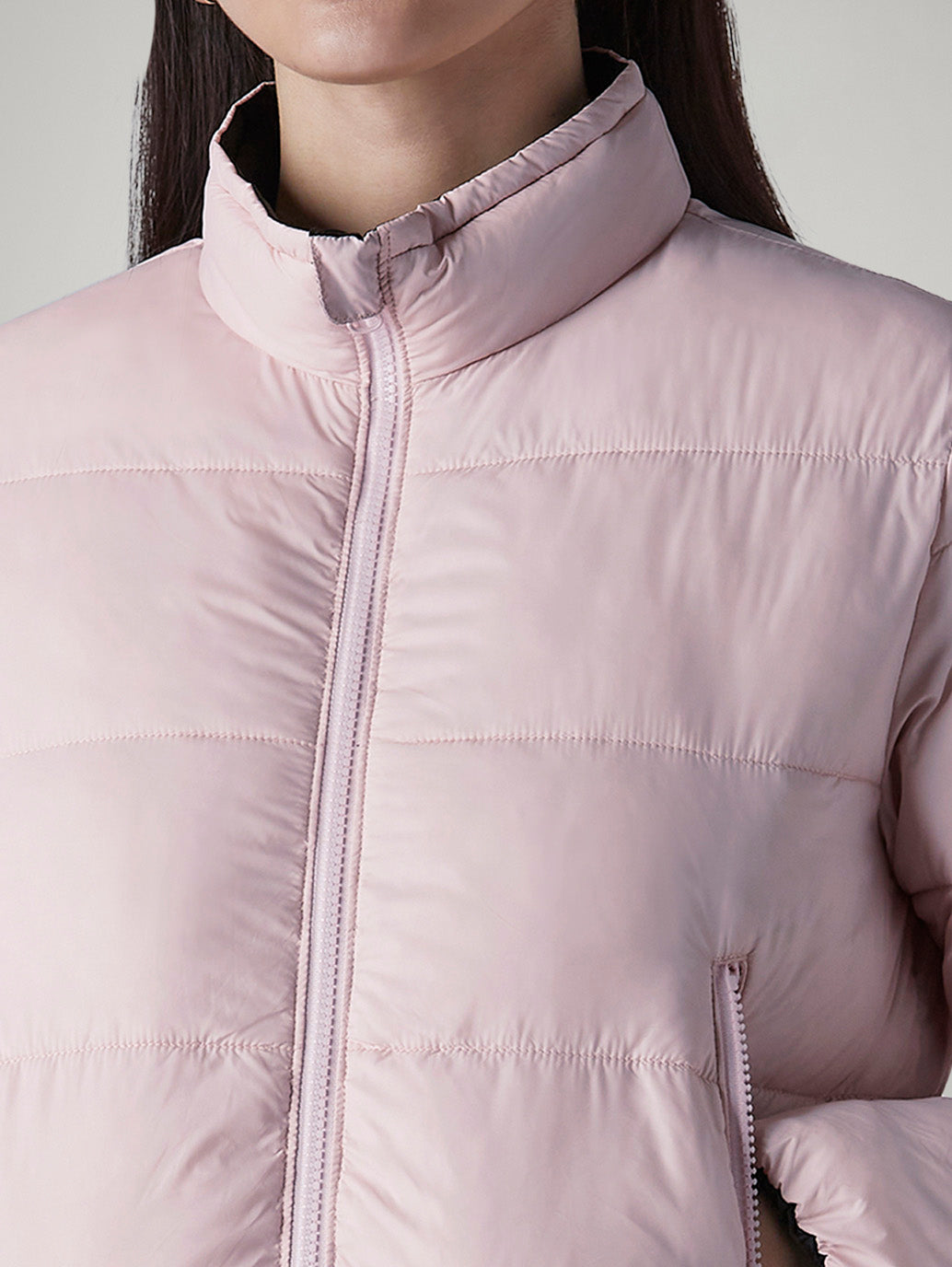 Women's Quilted Relaxed Fit Reversible Jacket - Detail View