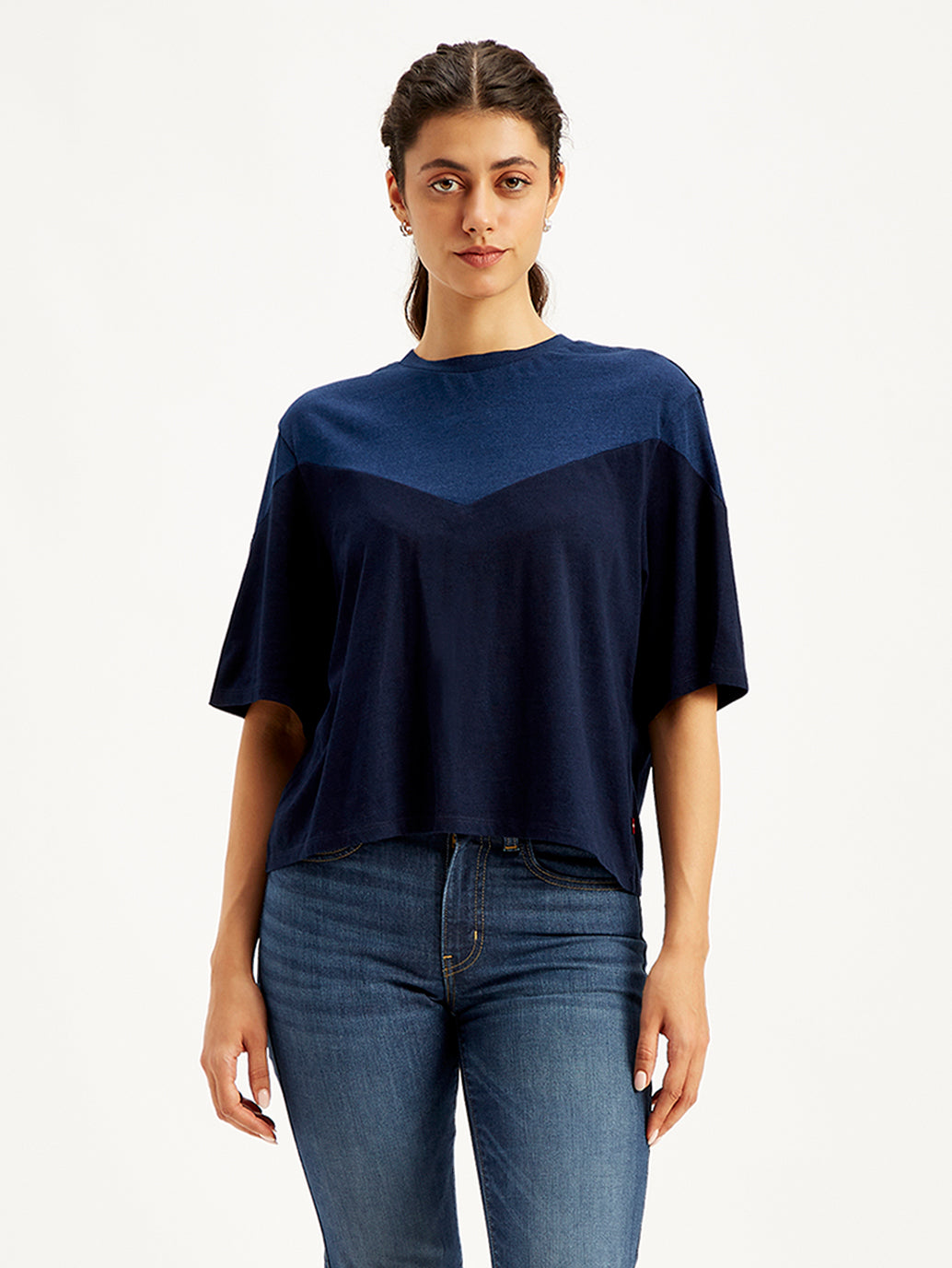 Women's Colorblock Loose Fit Crop T-Shirt - 52e31648-8c46-4a5c-9ee2-c5c8159aead6 View