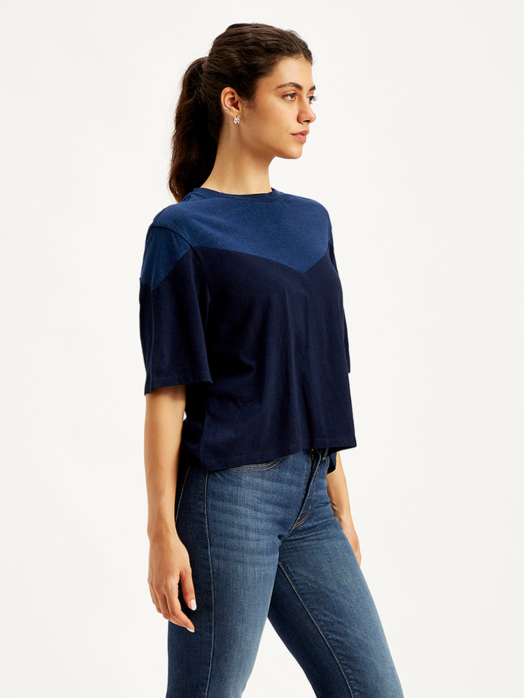 Women's Colorblock Loose Fit Crop T-Shirt - 03aa76fa-19e0-476f-ab4a-a57e335616b1 View