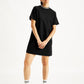 Women's Solid Black Crew Neck Dress - Front View