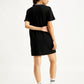 Women's Solid Black Crew Neck Dress - Back View