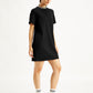 Women's Solid Black Crew Neck Dress - Side View