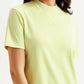 Women's Solid Light Green Crew Neck Dress - Detail View