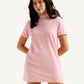 Women's Solid Light Pink Crew Neck Dress - Styleshot View