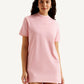 Women's Solid Light Pink Crew Neck Dress - Front View