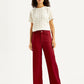 Women's Red Ribcage Bell Bottom Wide Leg Fit High Rise Jeans - Front View