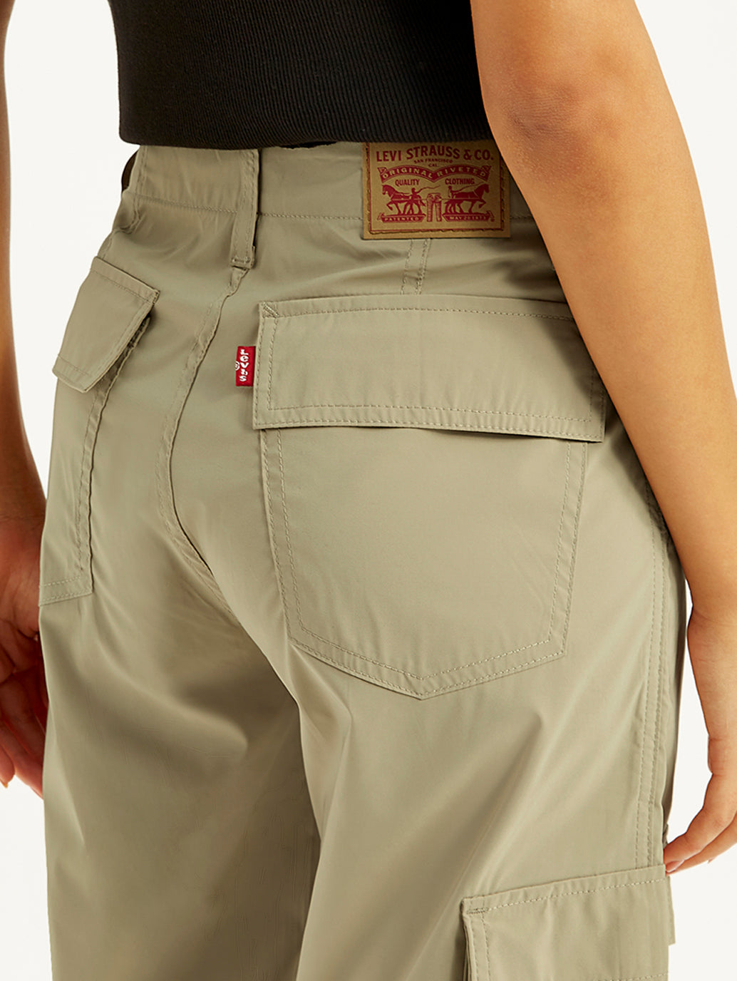 Women's Mid Rise Baggy Fit Cargo Trousers - Detail View