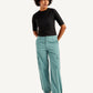 Women's Mid Rise Green Baggy Fit Cargo Trousers - Front View