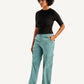 Women's Mid Rise Green Baggy Fit Cargo Trousers - Side View
