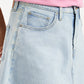 Women's Mid Rise Light Blue Line Denim Skirt - Detail View
