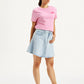 Women's Mid Rise Light Blue Line Denim Skirt - Side View