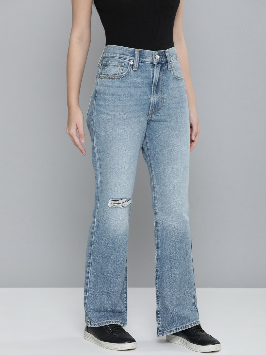 Women's Indigo Wedgie Bootcut Fit Mid Rise Jeans - 2 View