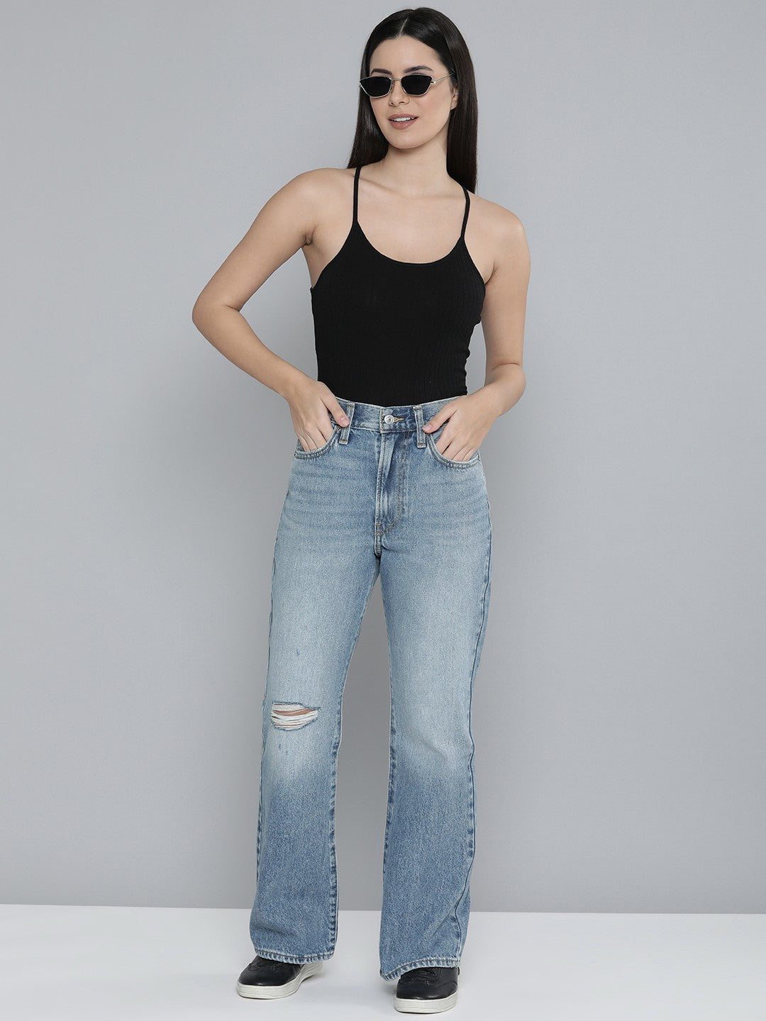 Women's Indigo Wedgie Bootcut Fit Mid Rise Jeans - 4 View