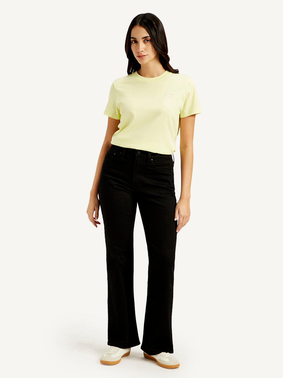Women's Black Wedgie Bootcut Fit Mid Rise Jeans - Front View