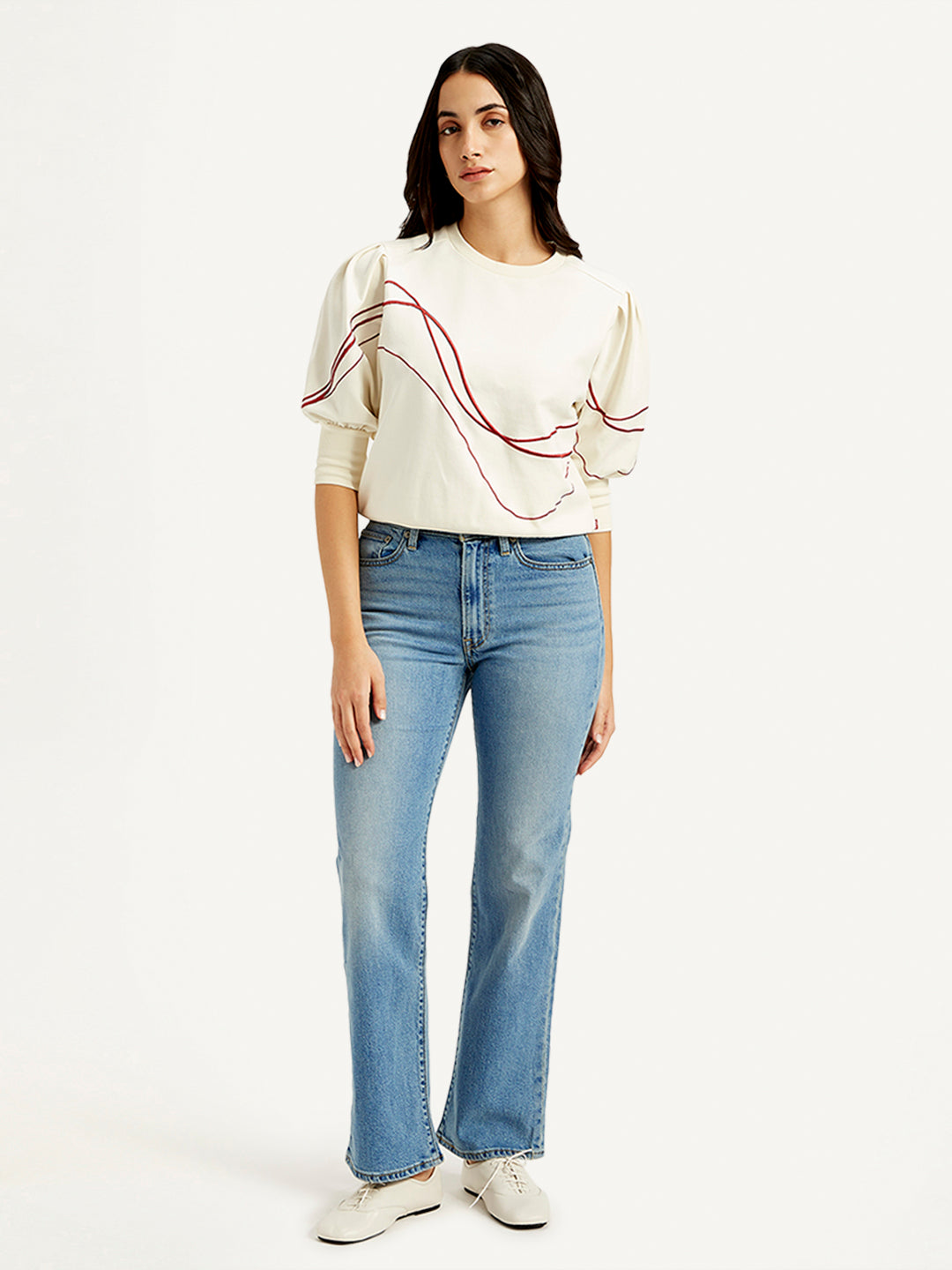 Women's Blue Wedgie Bootcut Fit Mid Rise Jeans - Front View