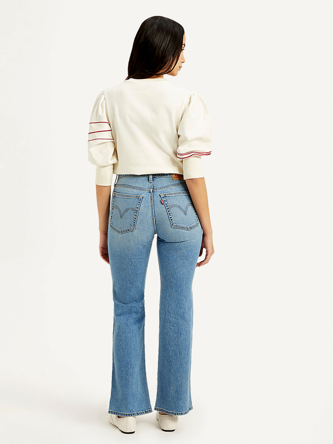 Women's Blue Wedgie Bootcut Fit Mid Rise Jeans - Back View