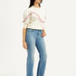 Women's Blue Wedgie Bootcut Fit Mid Rise Jeans - Side View