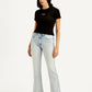 Women's Light Blue Wedgie Bootcut Fit Mid Rise Jeans - Side View