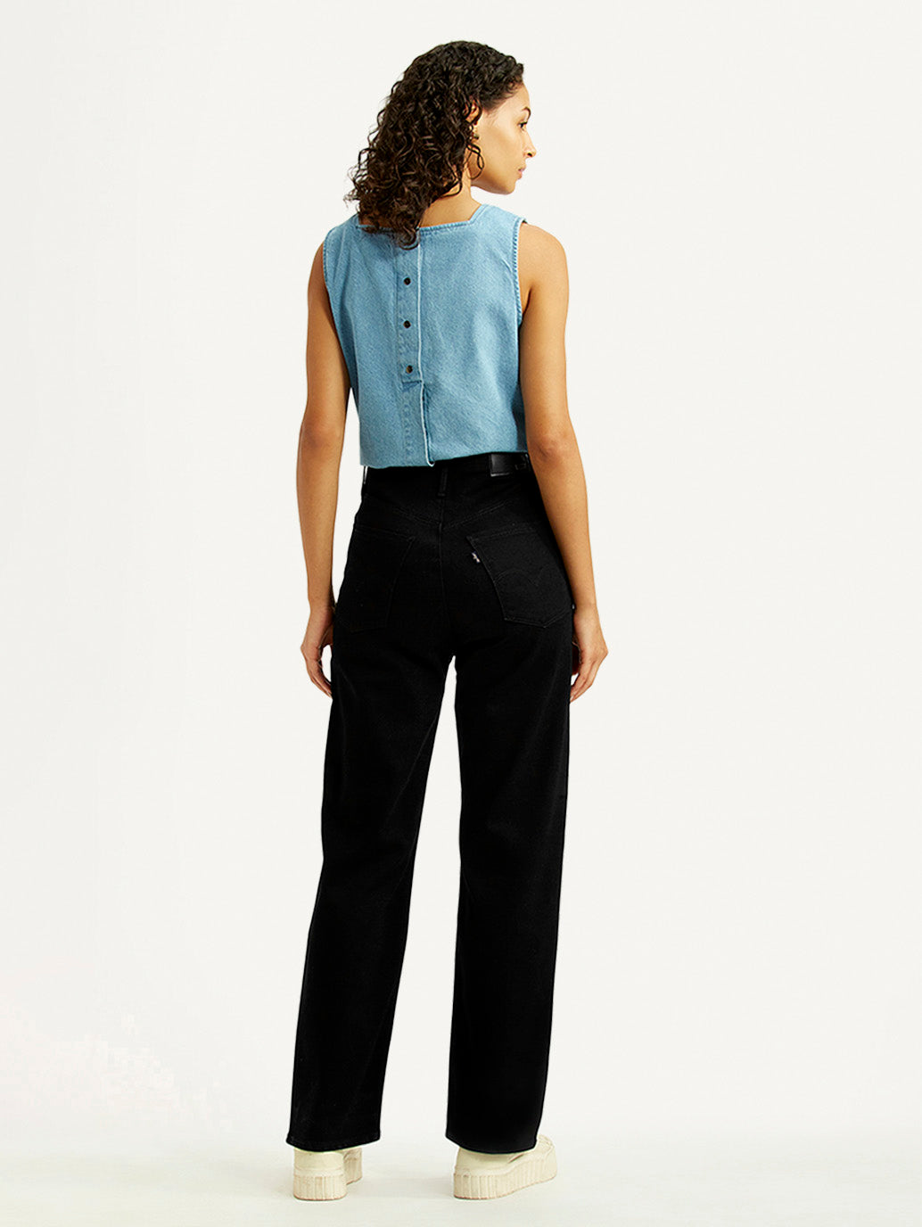 Women's Redloop Black Straight Fit High Rise Jeans - Back View