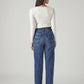 Women's Dark Indigo Ribcage Straight Fit High Rise Redloop Jeans - Back View