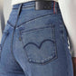 Women's Dark Indigo Ribcage Straight Fit High Rise Redloop Jeans - Detail View