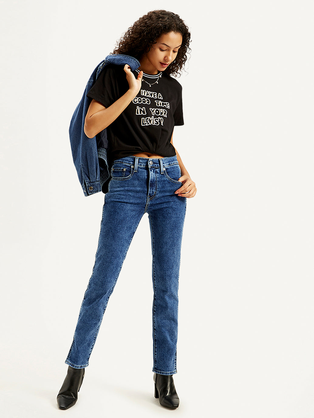 Women's 724 Blue Slim Straight Fit High Rise Jeans