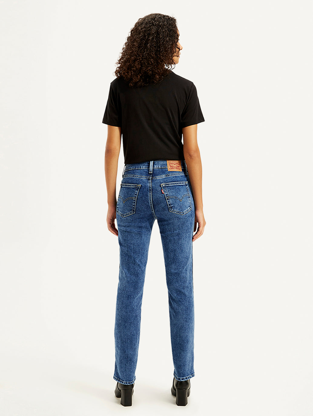 Women's 724 Blue Slim Straight Fit High Rise Jeans - Back View