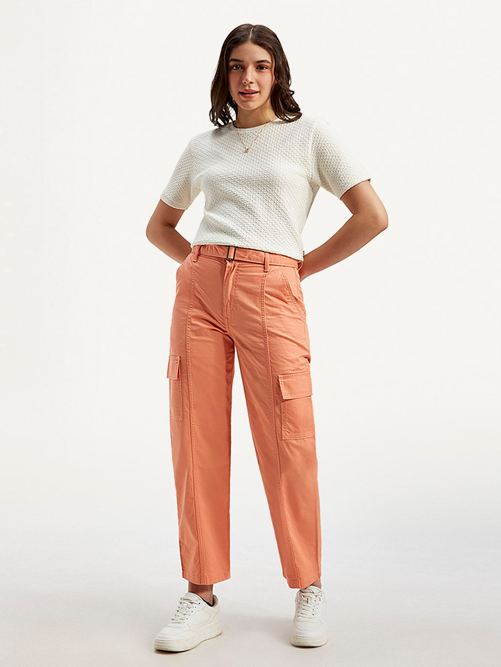 Women's 94 Orange Baggy Fit Mid Rise Jeans - Styleshot View