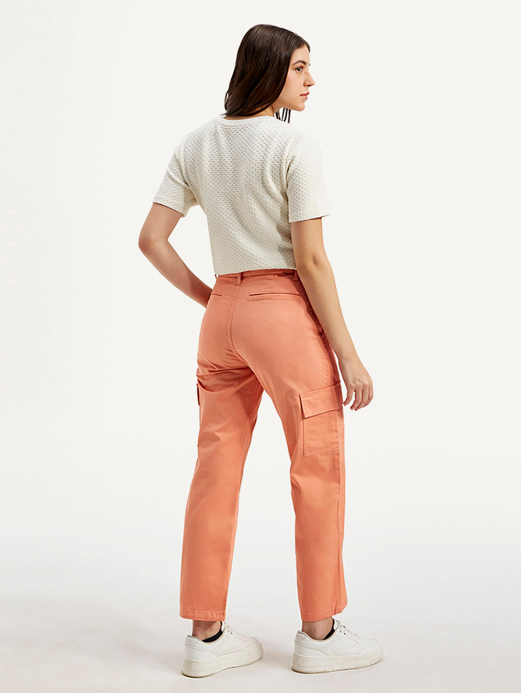 Women's 94 Orange Baggy Fit Mid Rise Jeans - Back View
