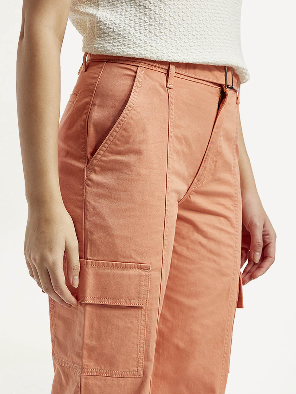 Women's 94 Orange Baggy Fit Mid Rise Jeans - Detail View