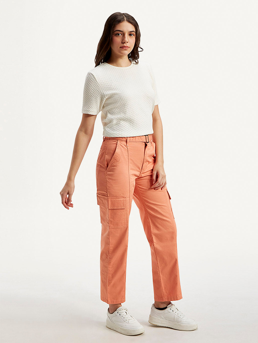 Women's 94 Orange Baggy Fit Mid Rise Jeans - Side View