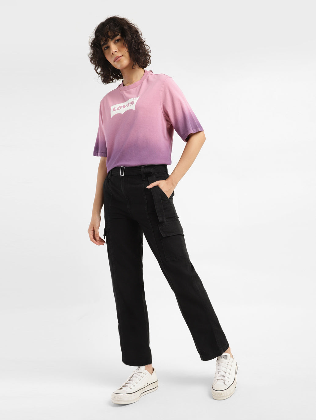 Women's Mid Rise 94 Baggy Fit Cargo Jeans - StyleShot View