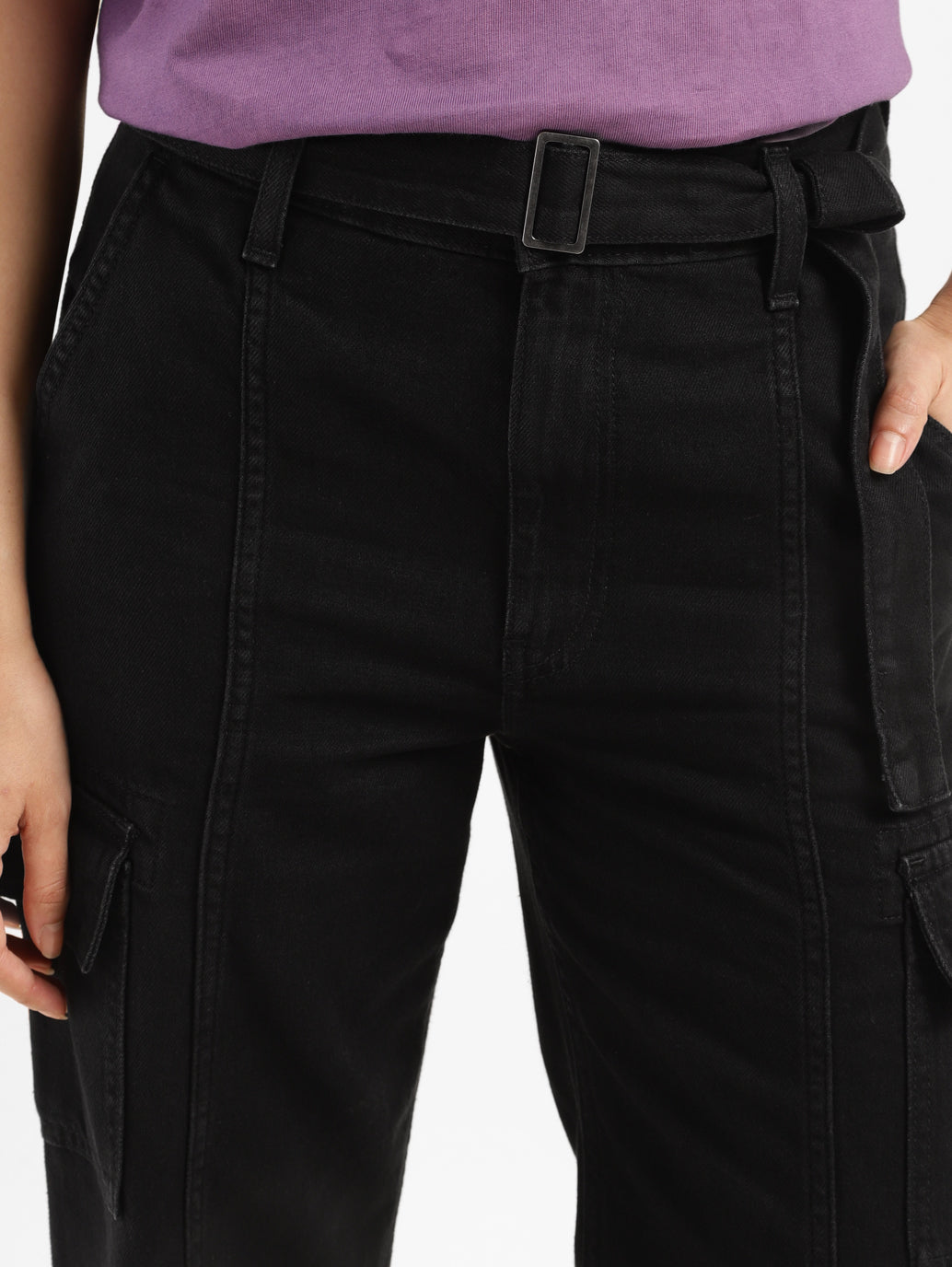 Women's Mid Rise 94 Baggy Fit Cargo Jeans - FrontDetails View