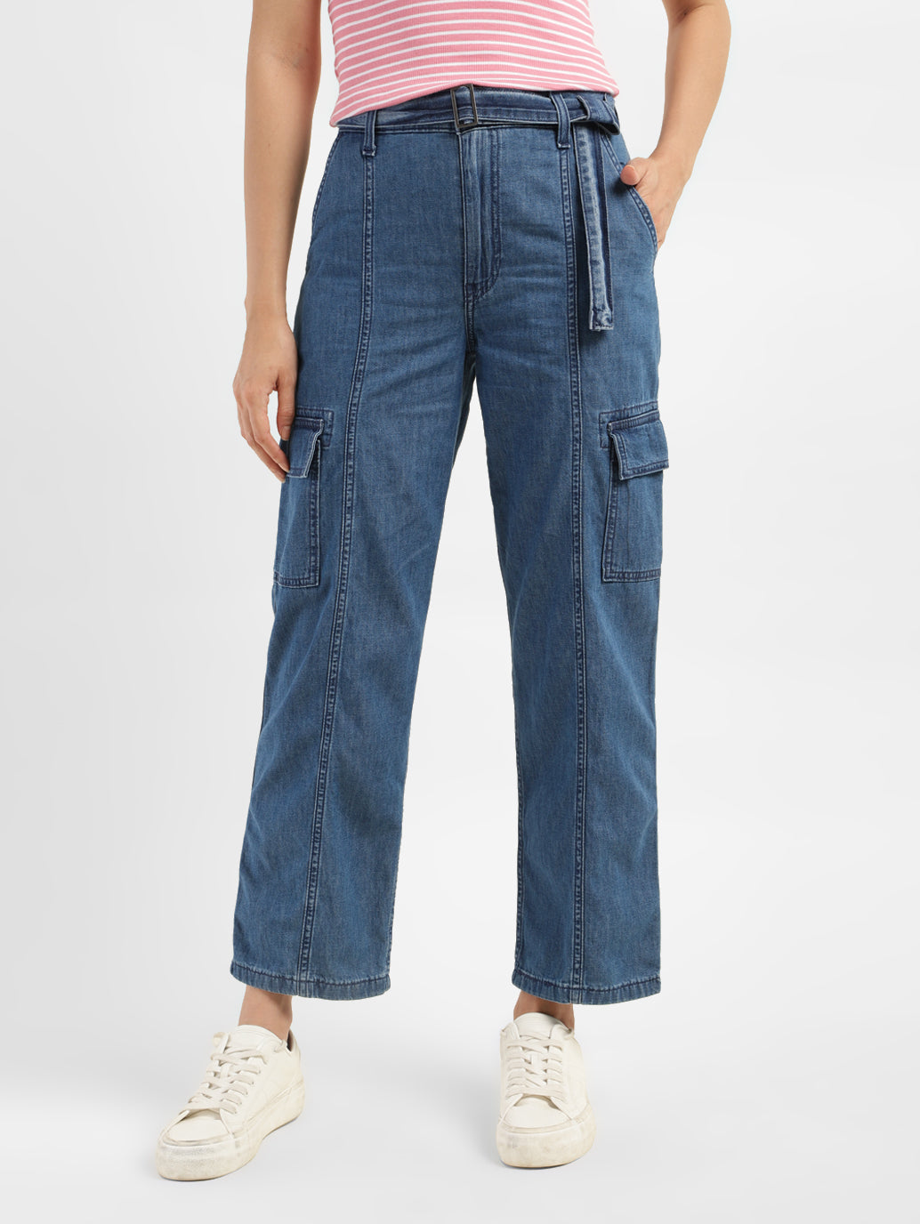 Women's 94 Blue Baggy Fit Mid Rise Jeans - 19745d09-b300-42cf-b49f-9aae149ad58d View