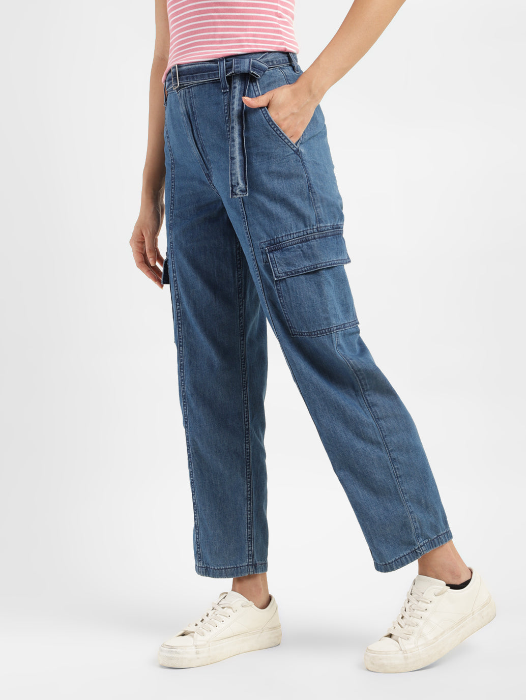 Women's 94 Blue Baggy Fit Mid Rise Jeans - 4f44c0b9-4668-4ab4-b012-cdd895b8f041 View