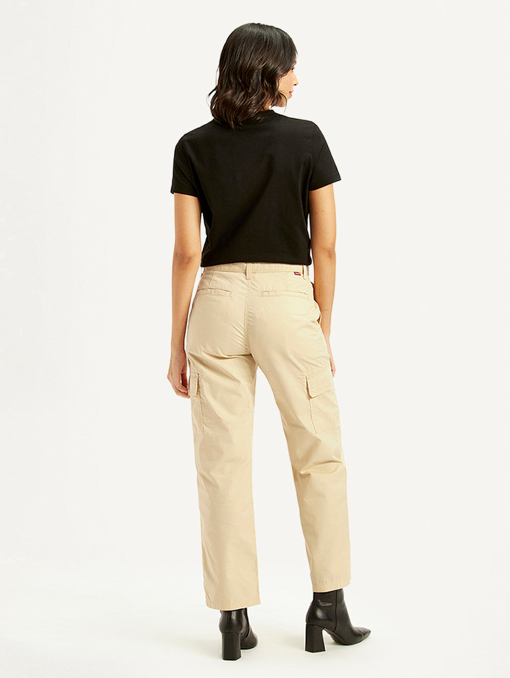 Women's Beige Cargo Trousers - back View