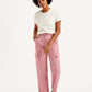 Women's Mid Rise Pink Tapered Cargo Trousers - Front View
