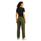 Women's Mid Rise Olive Regular Fit Cargo Trousers - Back View