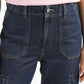 Women's Mid Rise Navy Cargo Jeans - FrontDetails View