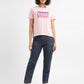 Women's Mid Rise Navy Cargo Jeans - ModelFront View
