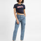 Women's Mid Rise Blue Cargo Jeans - StyleShot View