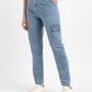Women's Mid Rise Blue Cargo Jeans - 76ac51fe-c50d-4b1d-a5f6-d18989389fd8 View