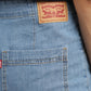 Women's Mid Rise Blue Cargo Jeans - BackDetails View
