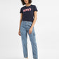 Women's Mid Rise Blue Cargo Jeans - ModelFront View